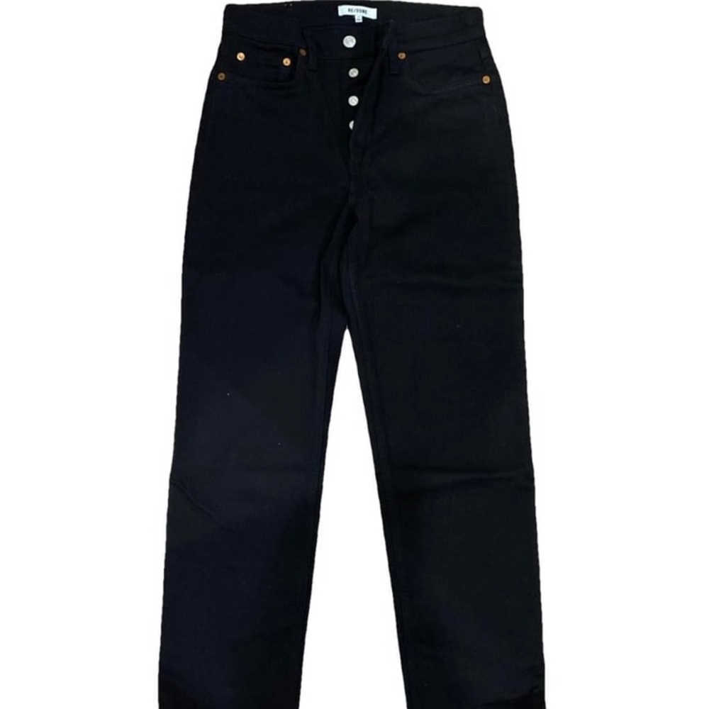 NWOT RE/DONE 70s stove pipe straight leg jeans in black.
Size 28